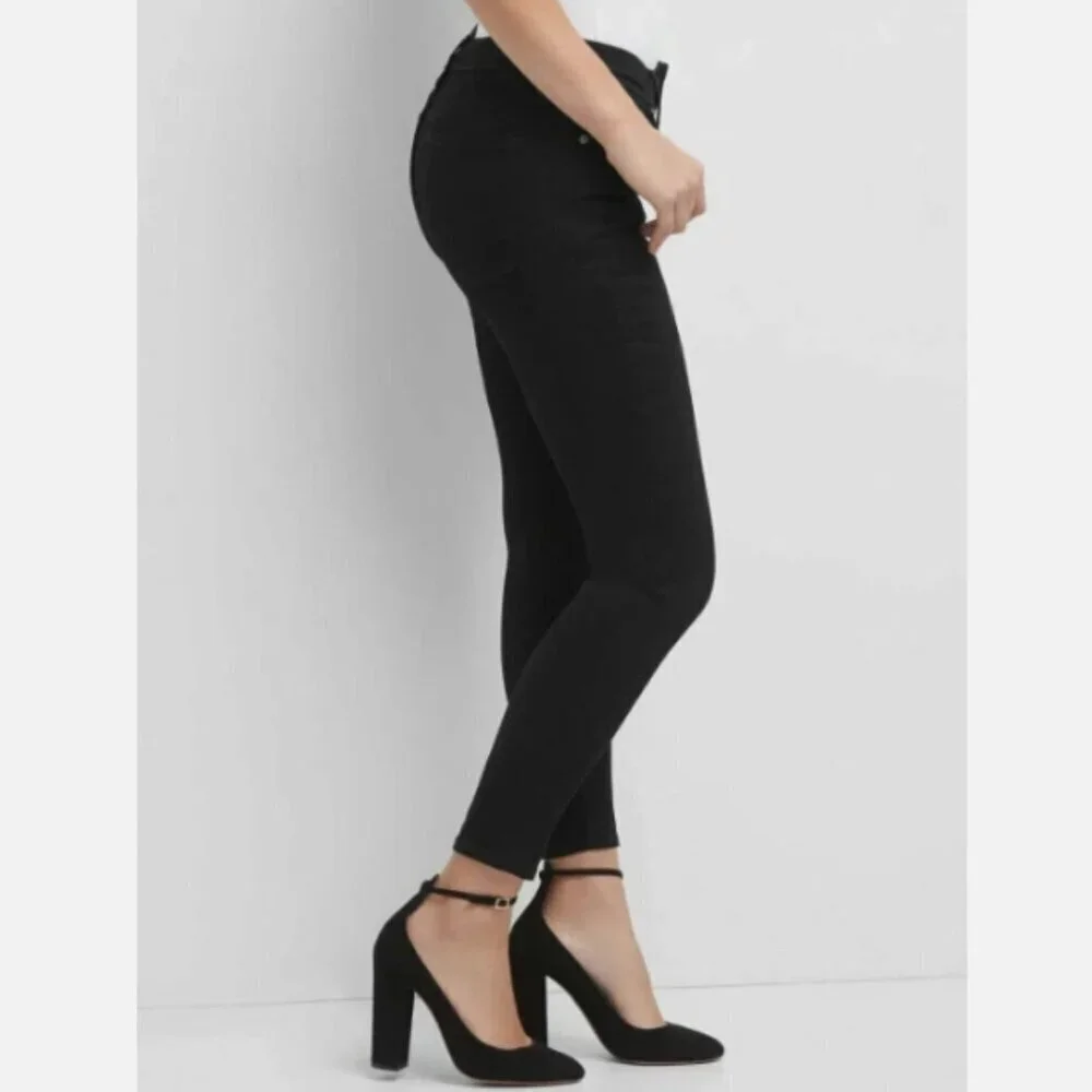 GAP Mid Rise Sculpt True Skinny Ankle Jeans Black Stretch Size 26/2 RT$99 NWT